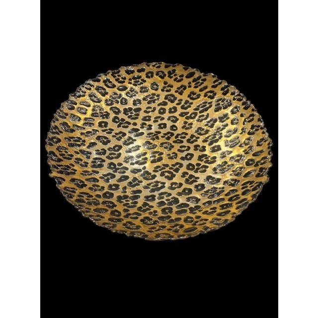 1990s Glass Leopard Oversized Ruffled Murano Style Edge Decorative Display Plate Platter For Sale - Image 5 of 7