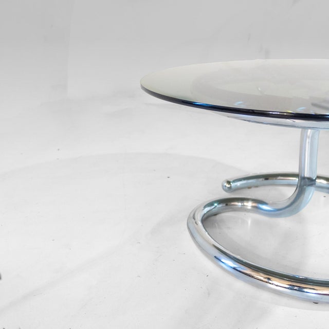 Cobra Coffee Table in Chromed Metal & Smoked Glass from Giotto Stoppino, 1960s For Sale - Image 6 of 14