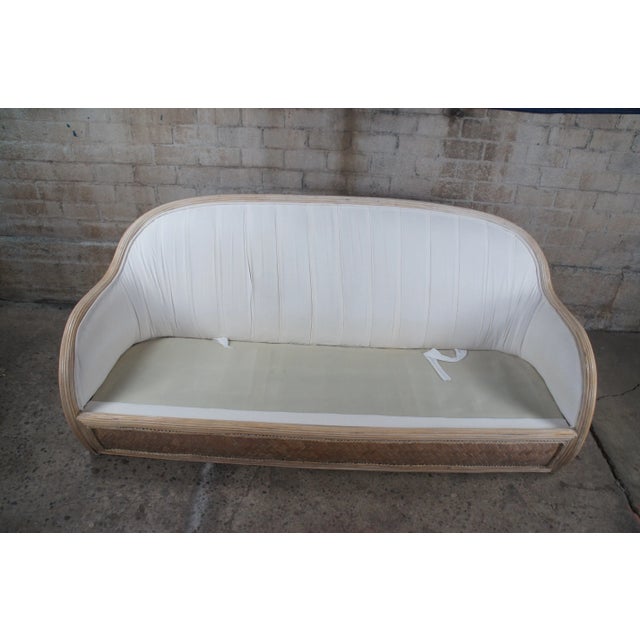 Mid 20th Century Mid Century Modern Bohemian Rattan & Split Reed Barrel Back Sofas- Set of 2 For Sale - Image 10 of 13