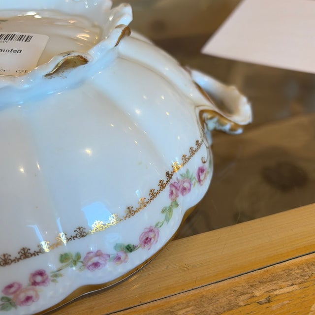 Early 20th Century Haviland Limoges Hand Painted Footed Bowl With Handles For Sale In Aspen - Image 6 of 7