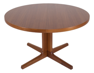 Round Teak Table with Two Extensions from AM Møbler, Denmark, 1970s