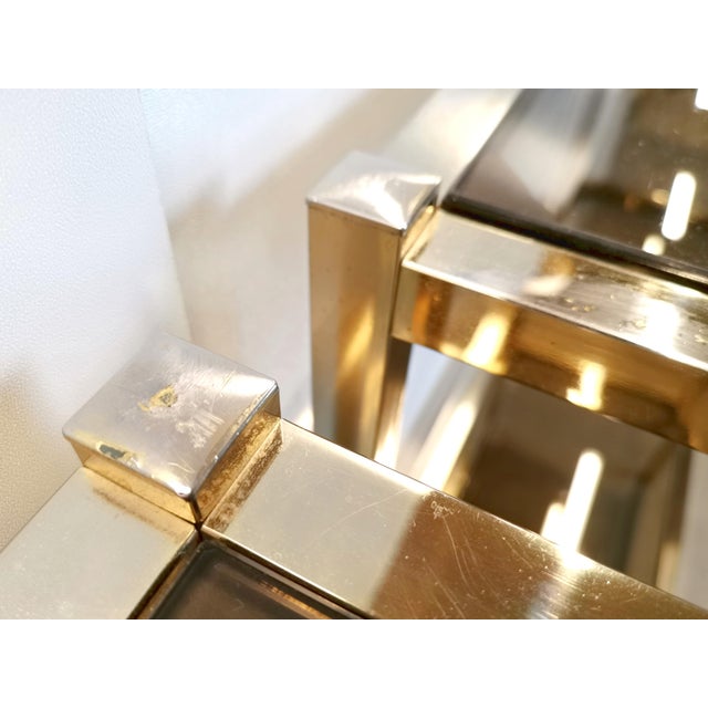 Metal Hollywood Regency Etagere in Smoked Glass and Gold-Tone Meta, 1970s For Sale - Image 7 of 9