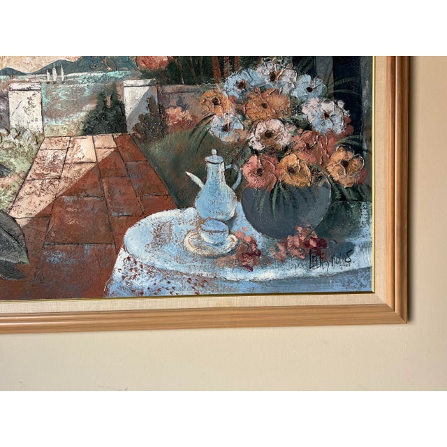 1980's Lee Reynolds Tropical - Coastal Garden Landscape Painting, Framed For Sale - Image 10 of 13