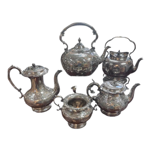 Antique Victorian Silver-Plate Assembled Tea and Coffee Service, Set of 5