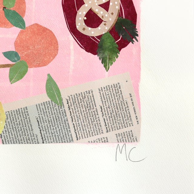 2020s The Pink Party - Cute Feminine Still Life Collage Mixed Media Art on Paper Original Artwork by Maria C Bernhardsson For Sale - Image 5 of 6