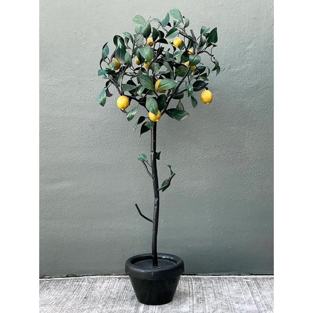 Vintage Italian Painted Metal Lemon Tree For Sale - Image 4 of 12