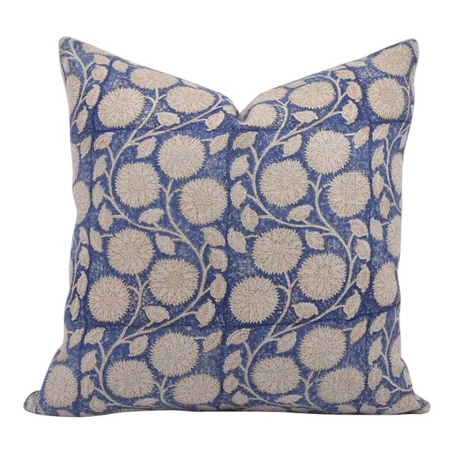 Fabdivine Handcrafted Block Print Cushion Cover 22x22 Inch Thick Linen- Sudershan Jaal For Sale