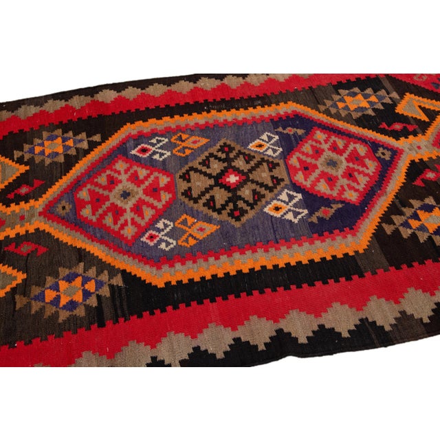 Tan 1960s Vintage Turkish Kilim Multicolor Handmade Tribal Wool Rug For Sale - Image 8 of 10