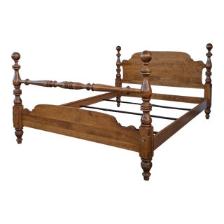 1980s Vintage Ethan Allen Queen Size Cannonball Bed For Sale
