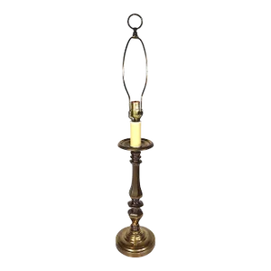 Heavy Brass Candlestick Table Lamp C 1970's