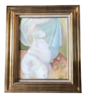 Original Vintage Female Nude Painting in Interior 1970’s Vintage Frame With Linen Liner