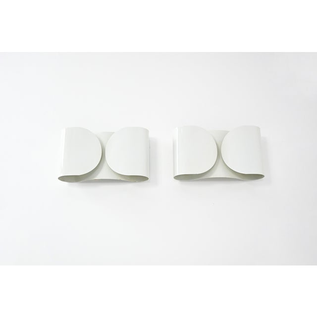 Metal White Foglio Wall Lamps by Tobia & Afra Scarpa for Flos, 1960s, Set of 2 For Sale - Image 7 of 15