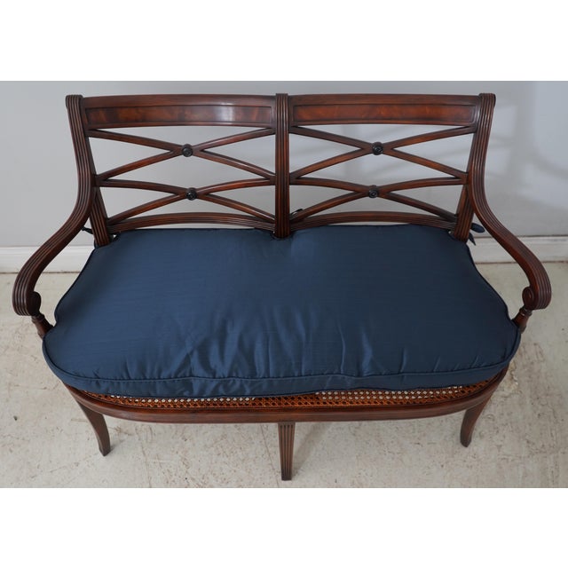 Traditional Theodore Alexander Regency Style Cane Seat Window Bench For Sale - Image 3 of 17