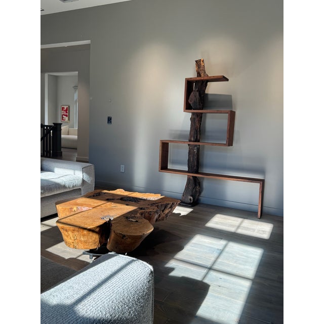 Contemporary Handcrafted Sculptural Walnut Bookshelf by Larry Jerome | Modern Organic Statement Shelving, Attributed For Sale - Image 3 of 4