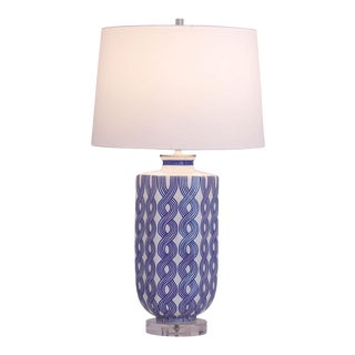 Evelyn Porcelain Table Lamp (Blue/White) 28"h For Sale