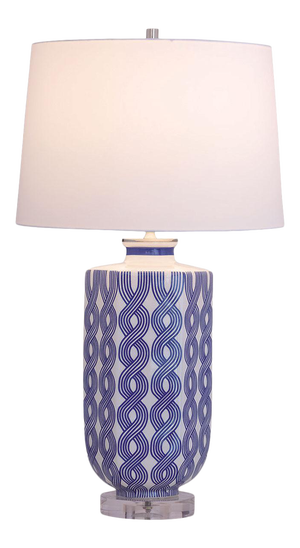 Evelyn Porcelain Table Lamp (Blue/White) 28"h
