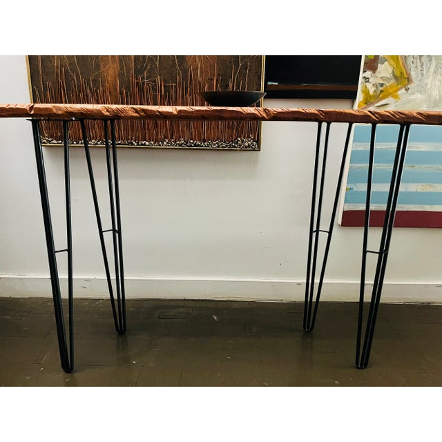 Metal Live Edge Console Table With Iron Legs Mid Century Style For Sale - Image 7 of 10