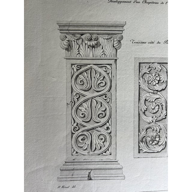This etching reproduction print was created by French artist Nicolas Xavier Willemin (1763-1833). It depicts the pilasters...