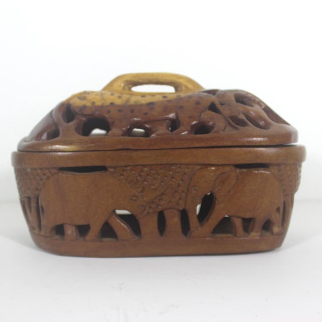 Length: 9 Inches; Width: 4 Inches; Height: 5.5 Inches This is a beautiful vintage, handmade box with beautifully carved...