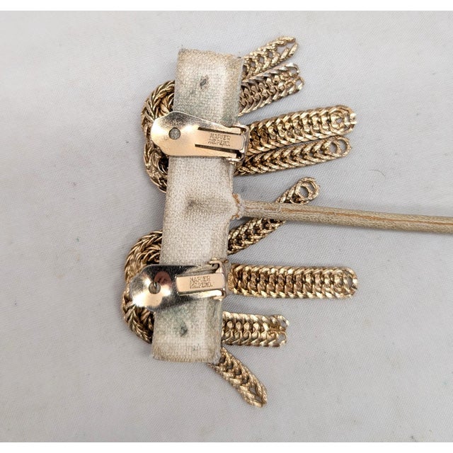 Metal Vintage 1950s Signed Monet Goldtone Knot Fringe Clip Earrings For Sale - Image 7 of 8