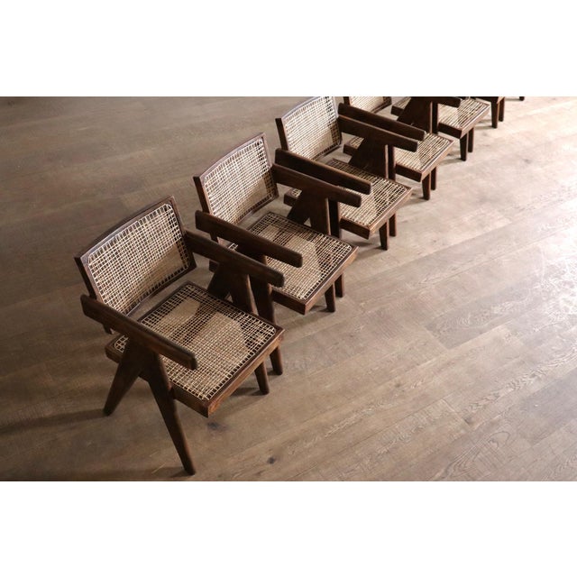 Office Cane Chairs from Pierre Jeanneret, India, 1950s, Set of 8 For Sale - Image 13 of 18