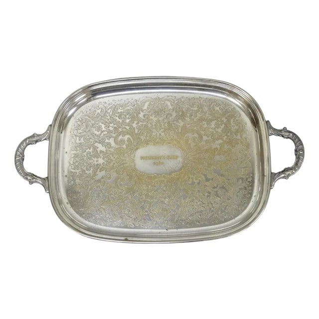Vintage "President's Club 1961" Silver Plated Award Serving Platter Butlers Tray For Sale