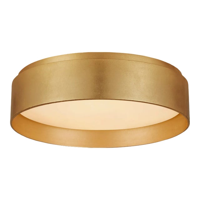 Visual Comfort Signature Shaw Small Flush in Gild with White Glass For Sale