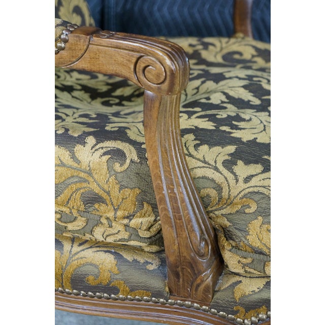 Vintage Italian French Provincial Bergere Armchair Fauteuil Library Lounge Chair For Sale - Image 15 of 18
