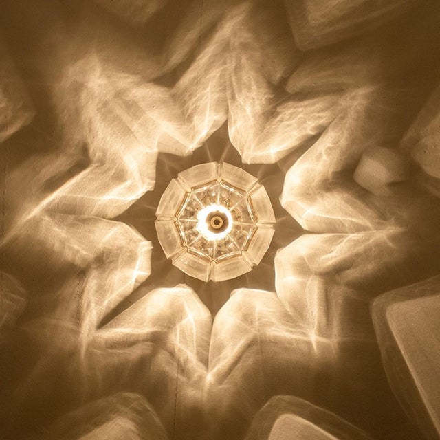 Flower Shaped Flush Mount in Clear Glass and Brass from Limburg, 1970 For Sale - Image 14 of 16