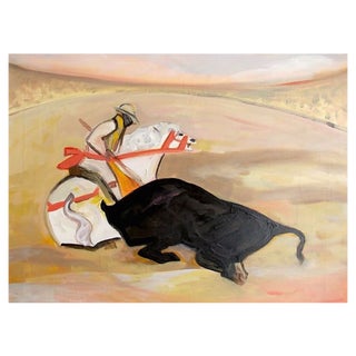 Carlo Massimo Franchi, Bull and Knight, Oil on Canvas For Sale
