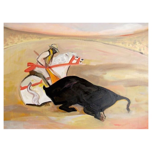 Carlo Massimo Franchi, Bull and Knight, Oil on Canvas For Sale