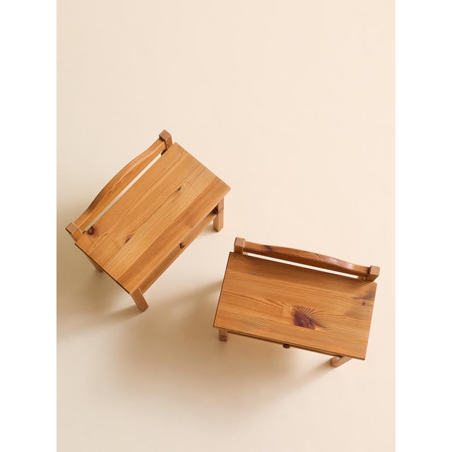 Wood 1950s The Pair of Vintage Small Pine Side Tables For Sale - Image 7 of 11