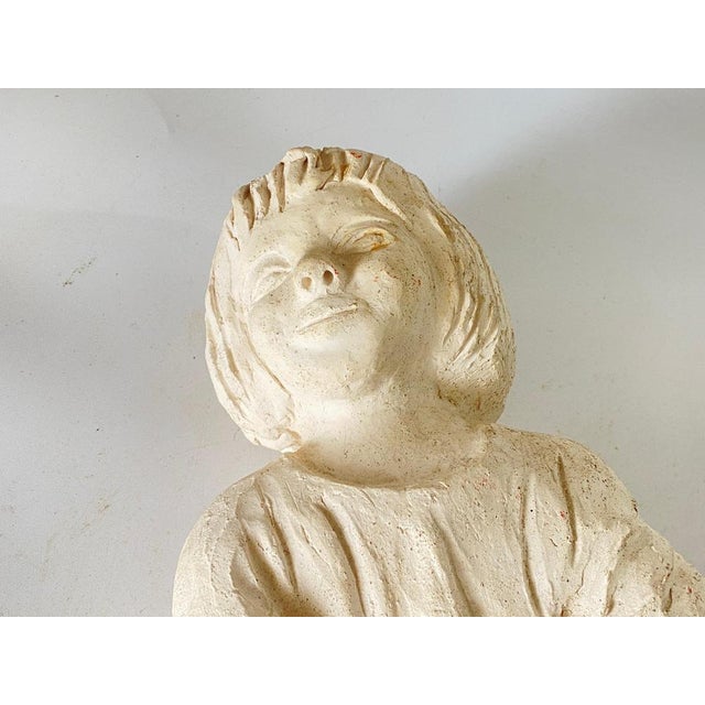 Art Deco Plaster Sitting Woman Sculpture, France, 1930 For Sale - Image 11 of 14