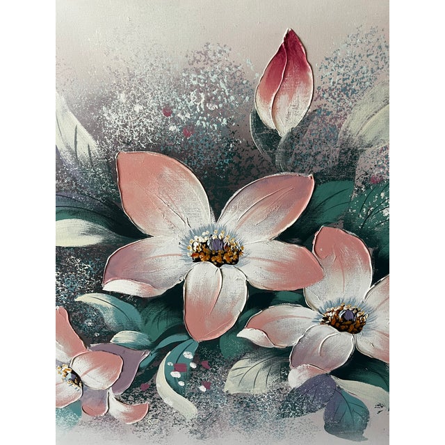 1990s Signed E. Lee “Spring Flowers” Textured Acrylic Painting by Windsor Art For Sale - Image 4 of 11