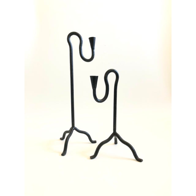 Tall Cast Iron Candlestick Holders - Set of 2 For Sale - Image 10 of 10