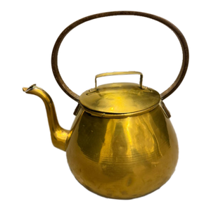 18th Century French Brass Teapot With Wrought Iron Handle, Circa 1790