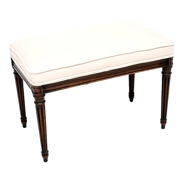 Vintage French Upholstered Stool, 1930 For Sale