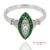 18k (750) White Gold Natural Diamond and Tsavorite Marquise Milgrain Ring, Size 6.5 For Sale In New York - Image 6 of 12