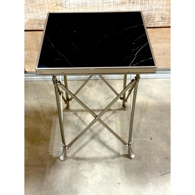 Pair Neoclassical Silvered Bronze & Black Marble Gueridons, Style of Jansen For Sale - Image 16 of 18