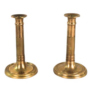 Vintage Brass Candlesticks a Pair For Sale