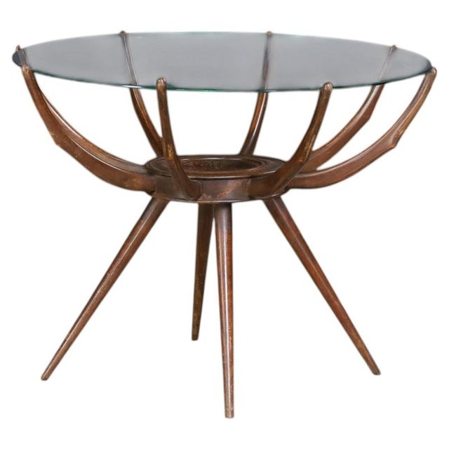Sculptural Walnut and Glass Spider Coffee Table from Carlo De Carli, Italy, 1950s For Sale - Image 13 of 13