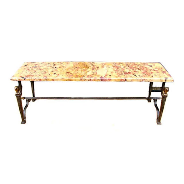 Art Deco French Art Deco Steel and Marble Coffee Table C 1925 For Sale - Image 3 of 3