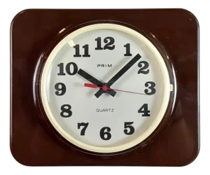 Vintage Brown Plastic Wall Clock from Prim, 1970s
