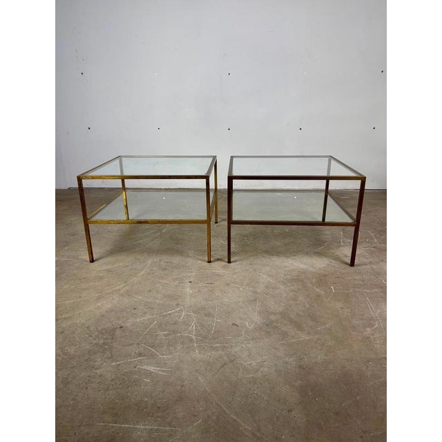 Brass and Glass Side Tables, 1960s For Sale - Image 3 of 9