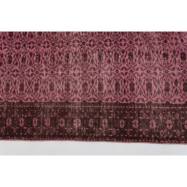 Pink Geometric Oushak Vintage Area Rug For Sale - Image 8 of 10