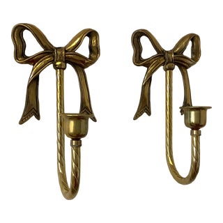 1960s Hollywood Regency Bow Wall Candle Sconces - a Pair For Sale