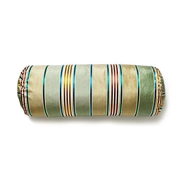 Traditional The House of Scalamandré Charlotte Stripe Bolster, Moss For Sale - Image 3 of 3
