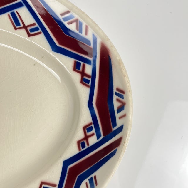 Ceramic Antique Oval Babylone Platter from Badonviller, 1900s For Sale - Image 7 of 10