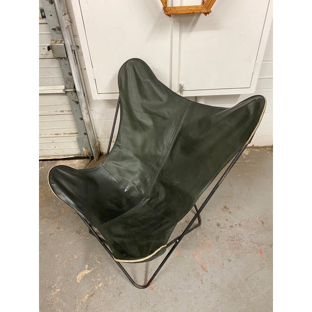 Mid-Century Modern Midcentury Modern Leather Hardoy Iron Butterfly Chairs, a Pair For Sale - Image 3 of 5