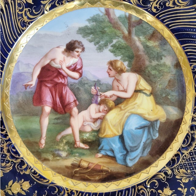 Ceramic Austrian 19th C Allegorical Angel Amour Royal Vienna Porcelain Plate For Sale - Image 7 of 12